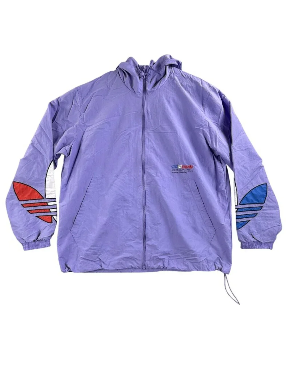 Adidas Primegreen Jacket Mens Large Purple Trefoil Hooded Windbreaker GN3560
